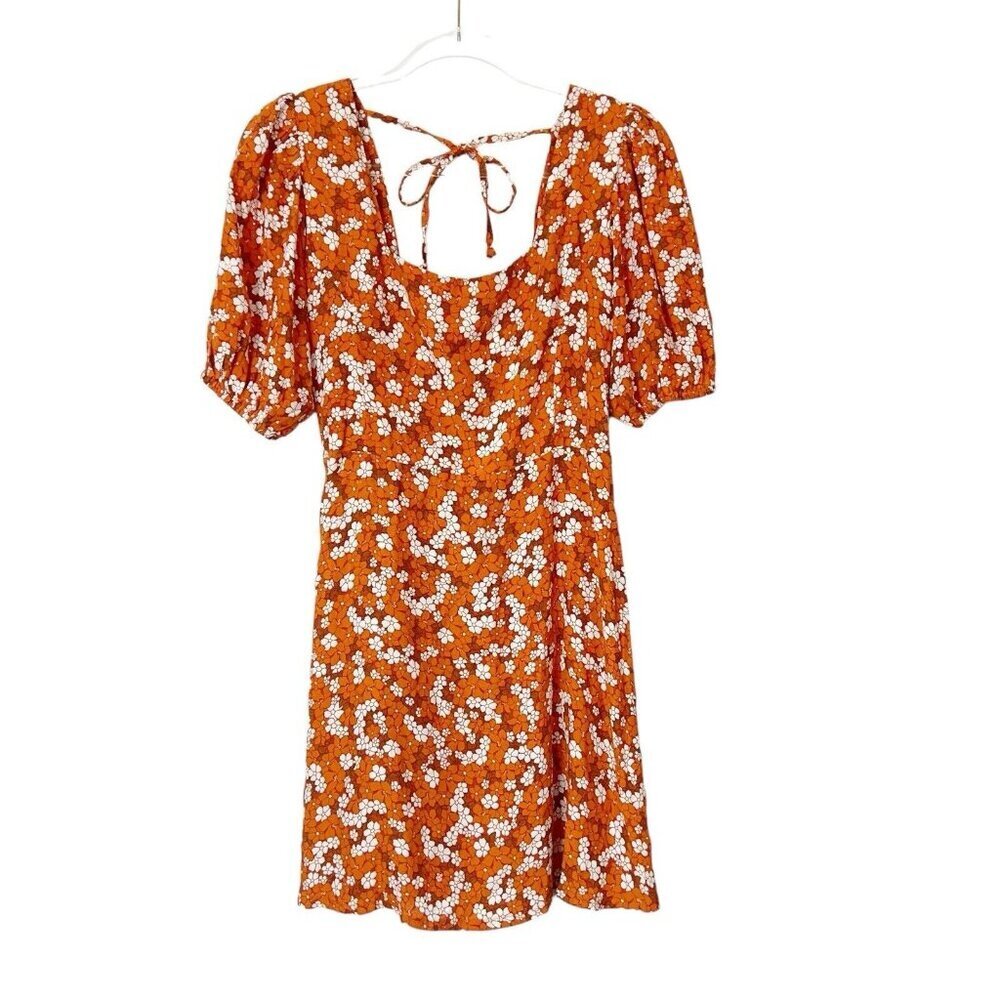 Faithfull The‎ Brand Allegra Smocked Mini Dress Womens Size 6 Orange Floral